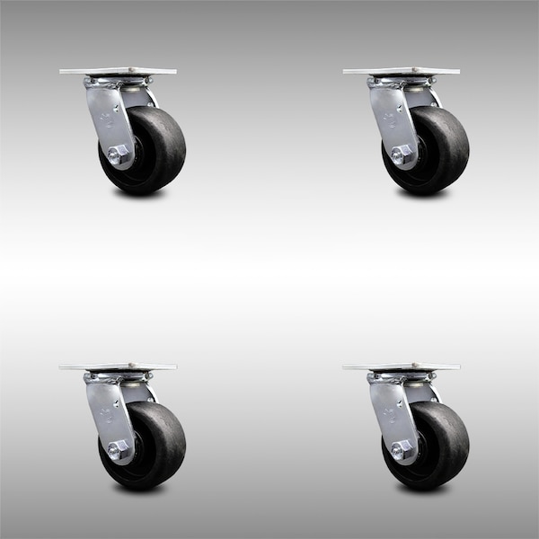 4 Inch SS Glass Filled Nylon Swivel Caster Set with Ball Bearing and Swivel Lock